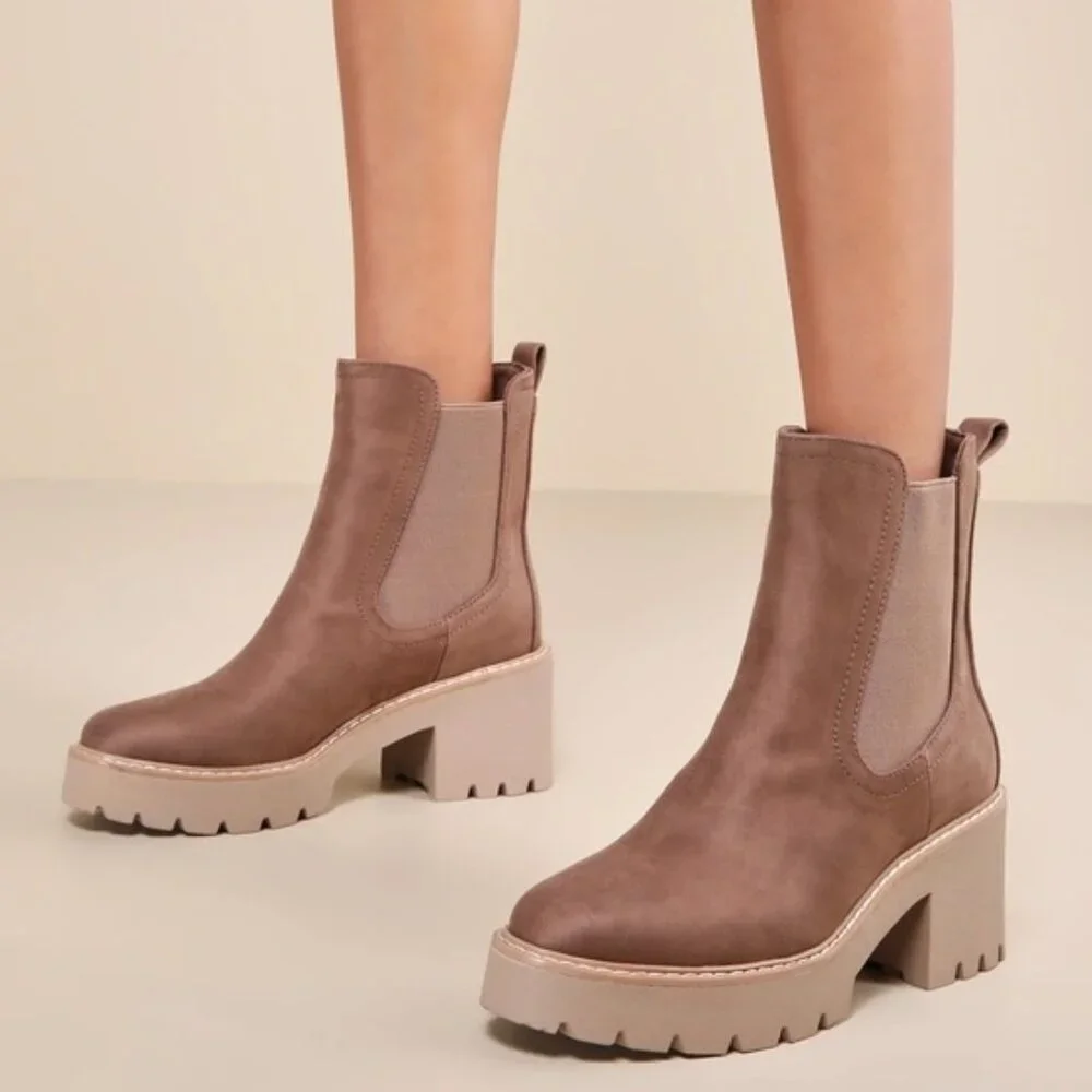 DV by DOLCE VITA 'Tobias' Truffle Faux Suede Chelsea Ankle Boots Booties Shoes - Picture 3 of 13
